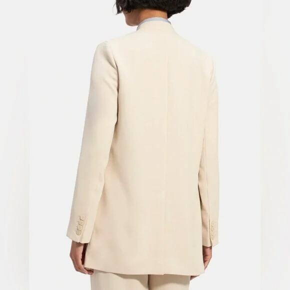Theory Winola Cream Color Tailored Oversized Luxury Silhouette Blazer Size 8 - Picture 3 of 6